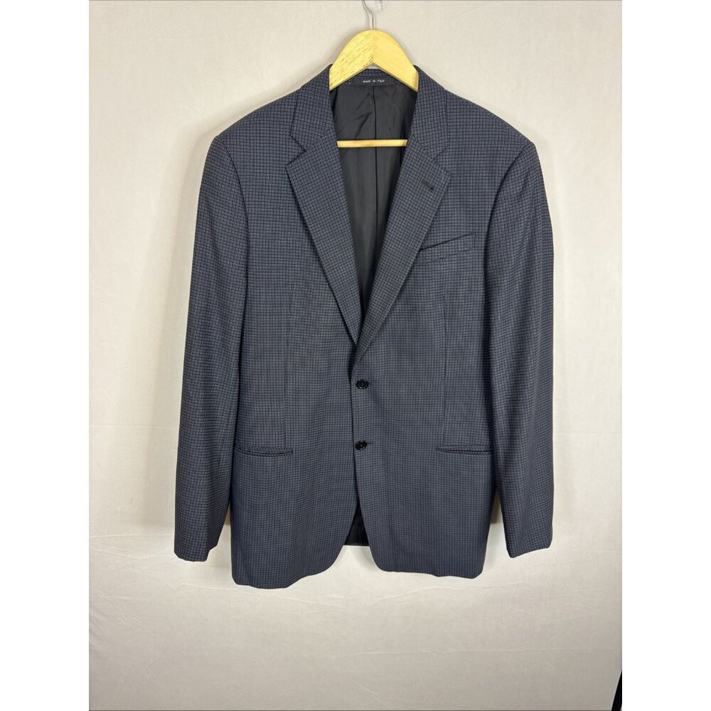 Armani Collezioni Men's Navy Tiny-Check Sport Coat Blazer